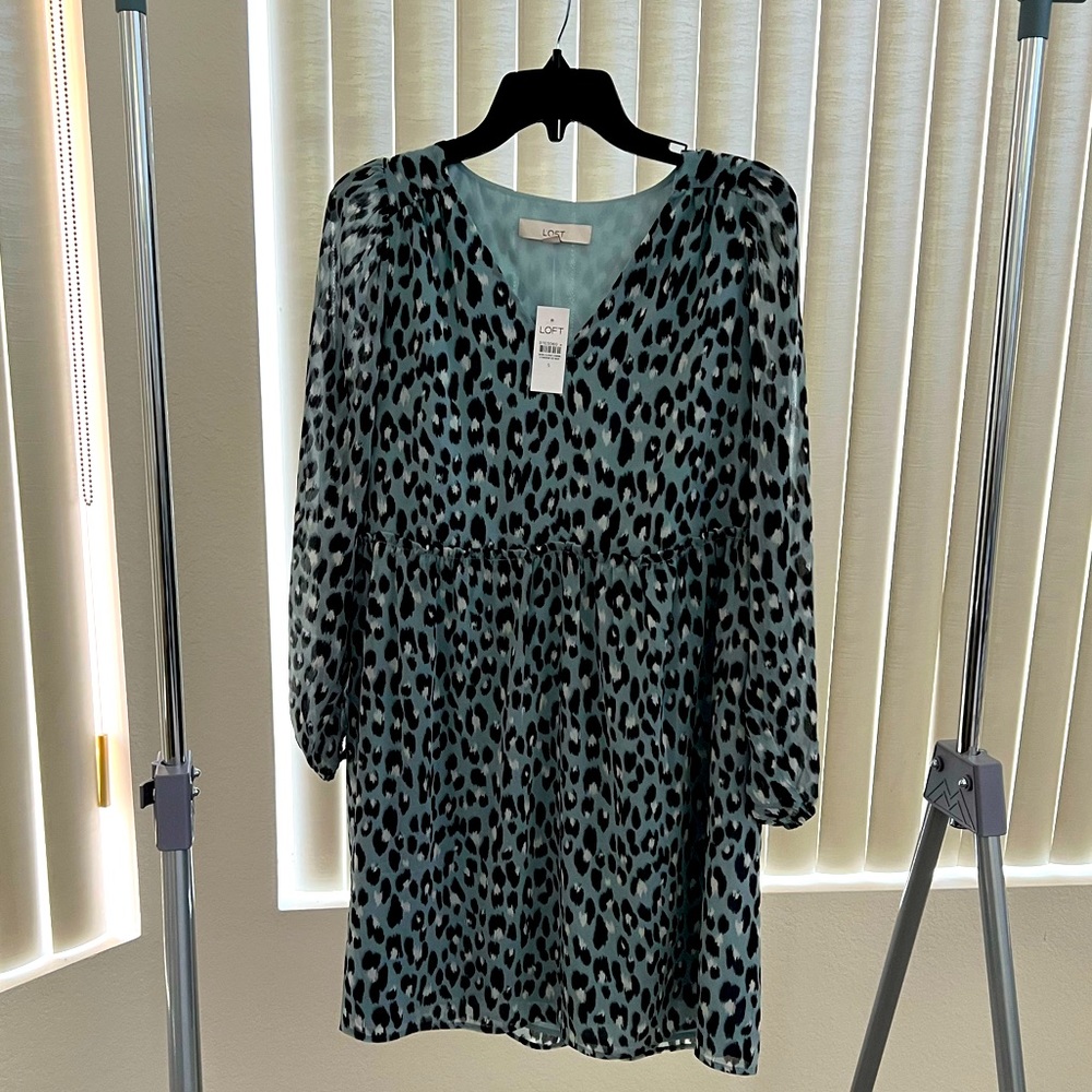 LOFT Leopard Long-Sleeve Dress